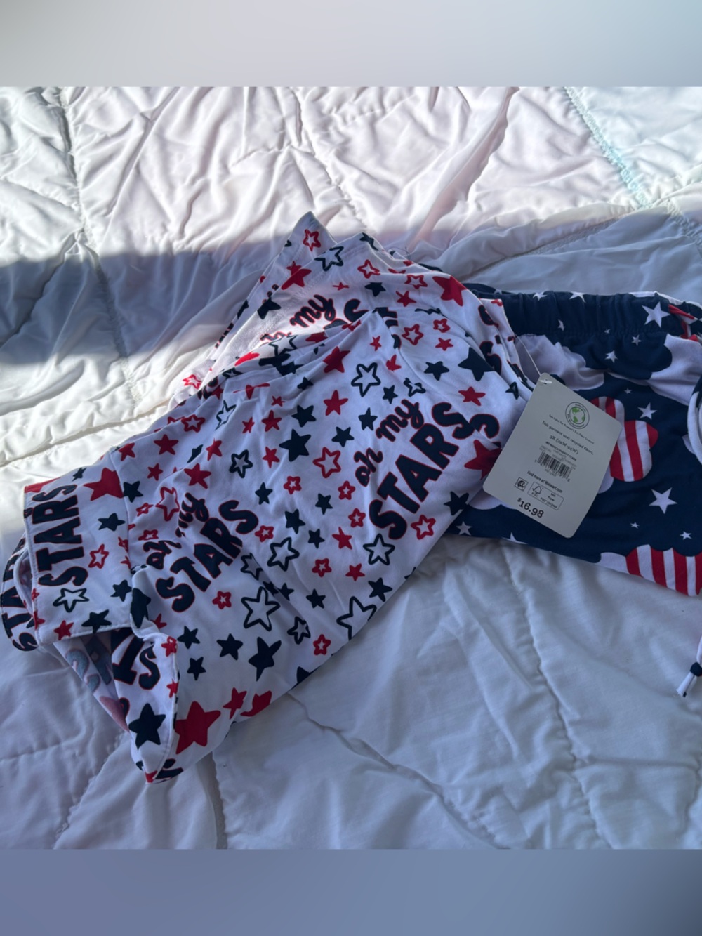 Women’s White Red & Navy Star Pajama Set